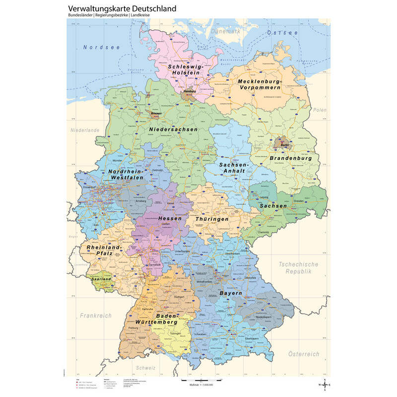 GeoMetro Landkarte Deutschland politsch (70 x 100 cm)