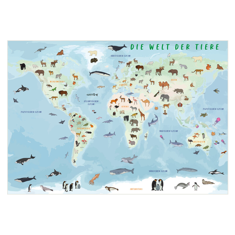 Carte pour enfants GeoMetro Le monde des animaux (84 x 60 cm)