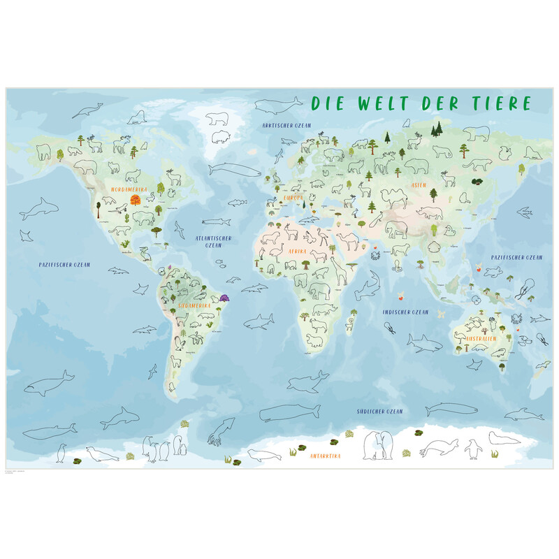 Carte pour enfants GeoMetro Le monde des animaux (84 x 60 cm)
