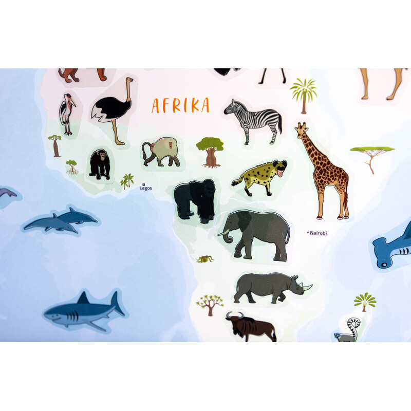 Carte pour enfants GeoMetro Le monde des animaux (84 x 60 cm)