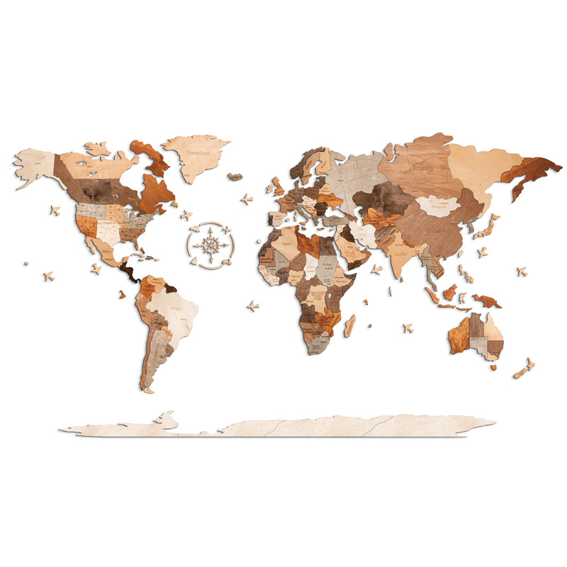 Mappemonde Abraham Wood Decor Puzzle en bois (200 x 110 cm)