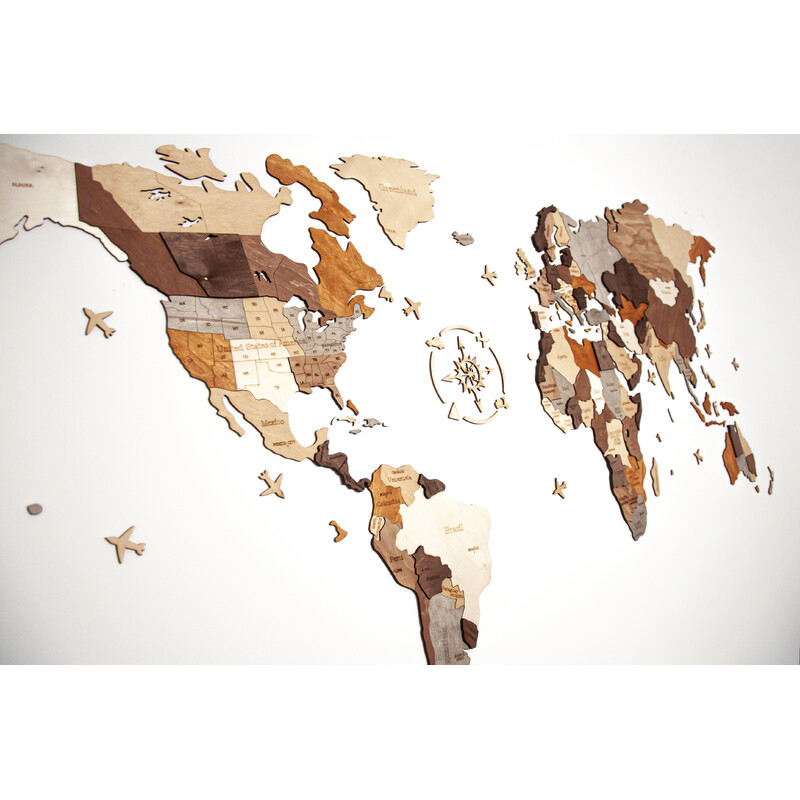 Mappemonde Abraham Wood Decor Puzzle en bois (200 x 110 cm)