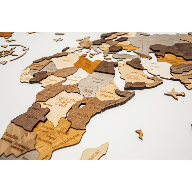 Mappemonde Abraham Wood Decor Puzzle en bois (200 x 110 cm)