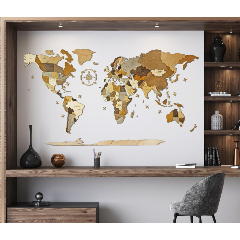 Mappemonde Abraham Wood Decor Puzzle en bois (200 x 110 cm)