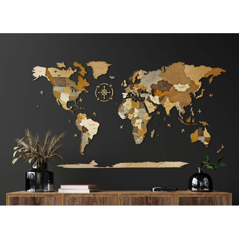 Mappemonde Abraham Wood Decor Puzzle en bois (200 x 110 cm)