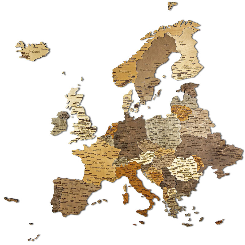 Carte des continents Abraham Wood Decor Puzzle de l'Europe en bois (110x108cm)