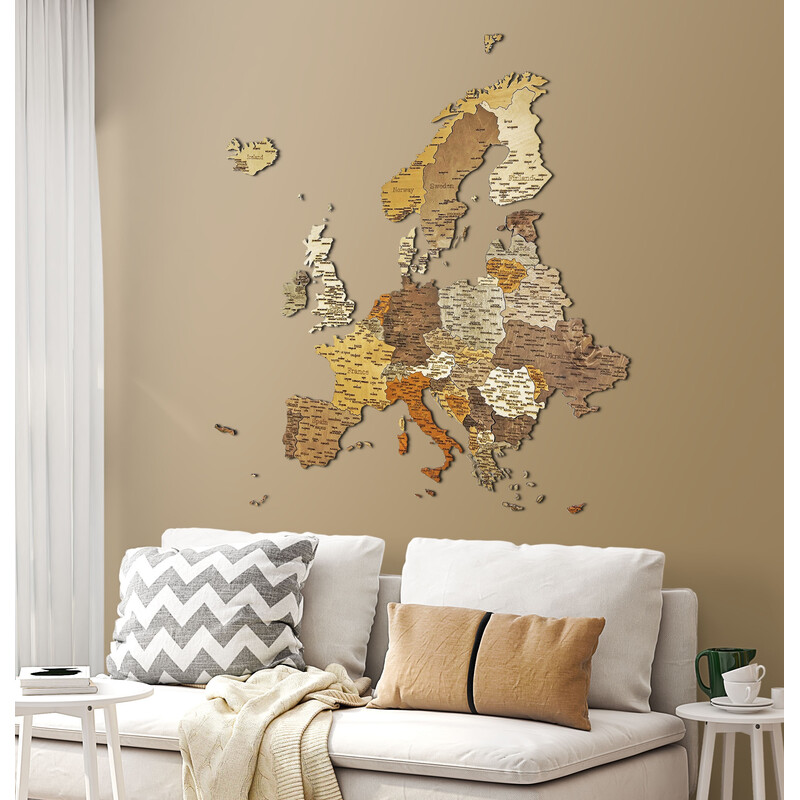 Carte des continents Abraham Wood Decor Puzzle de l'Europe en bois (110x108cm)