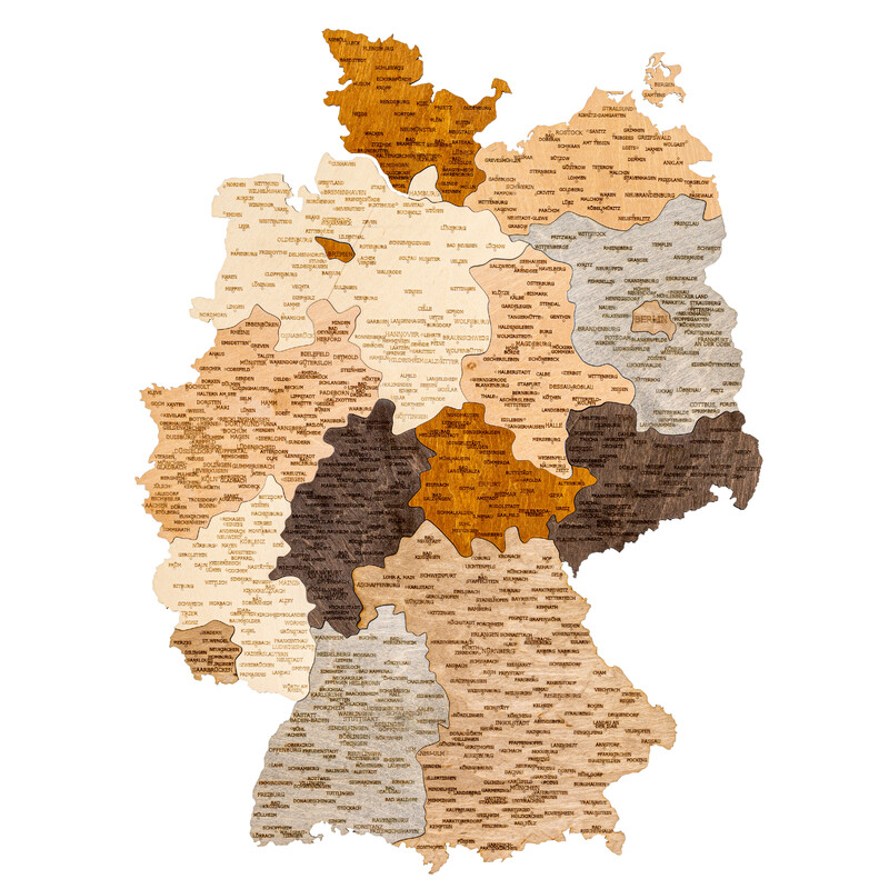 Carte géographique Abraham Wood Decor Puzzle en bois de l'Allemagne (60 x 80 cm)