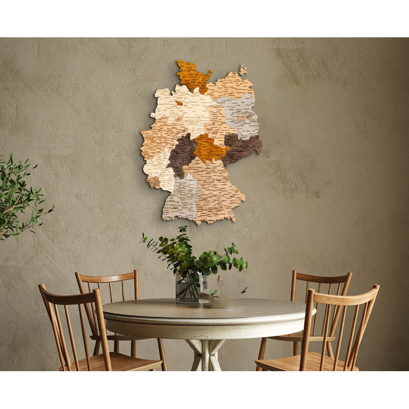Carte géographique Abraham Wood Decor Puzzle en bois de l'Allemagne (60 x 80 cm)