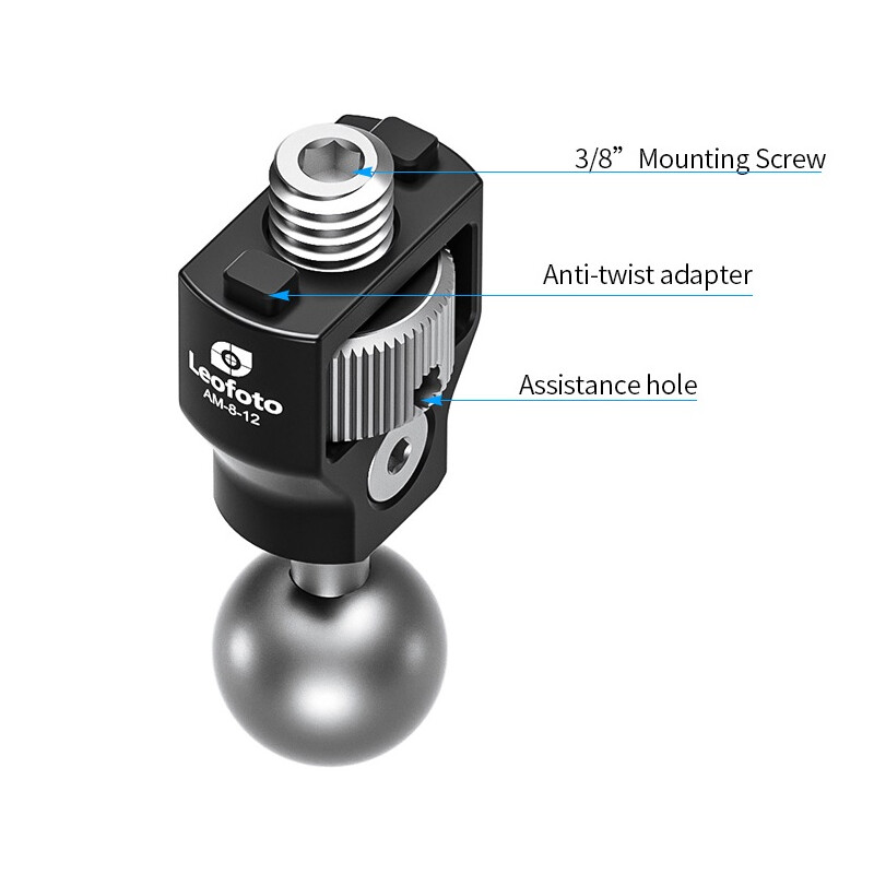 Leofoto Gelenkarm AM-8-12 Gelenk mit 3/8" Gewinde und Verdrehsicherung