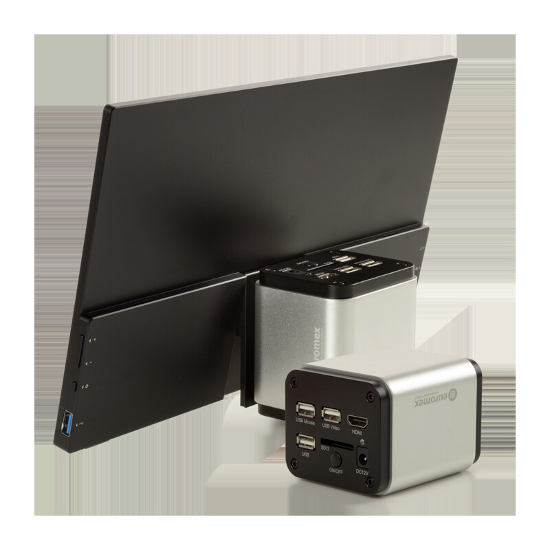 Euromex Kamera VC.3039-HDS, color, 1/2.8", 1.45 µm, 60/30 fps, 8 MP, HDMI/USB, 13-Zoll-HD-Bildschirm