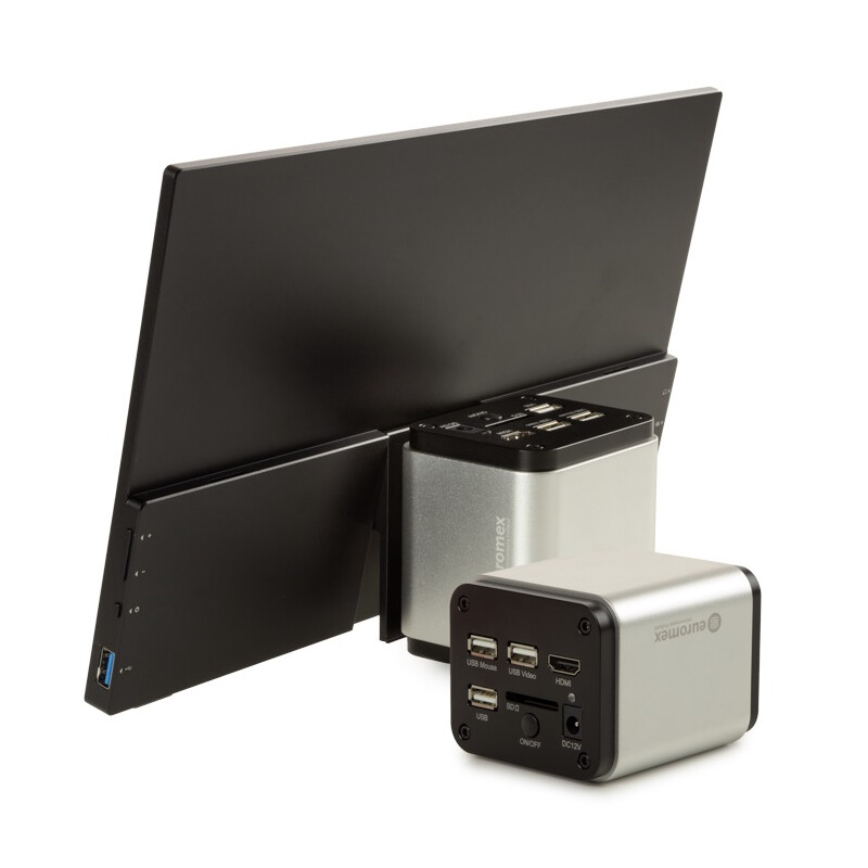 Euromex Kamera VC.3039-HDS, color, 1/2.8", 1.45 µm, 60/30 fps, 8 MP, HDMI/USB, 13-Zoll-HD-Bildschirm