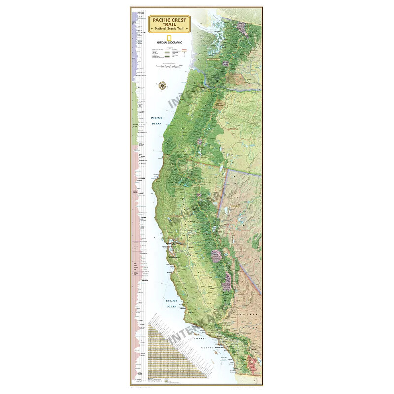 Carte régionale National Geographic Pacific Crest Trail (46 x 122 cm)