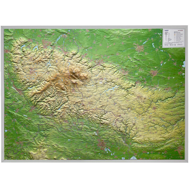 Georelief Carte en relief du Harz en 3D (77 x 57 cm)