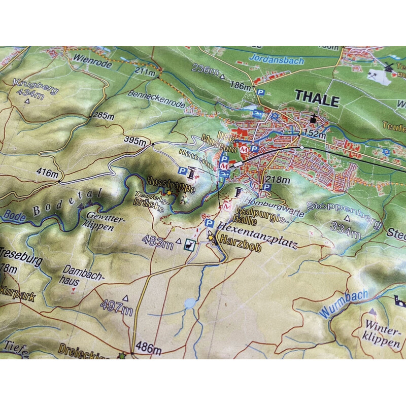 Georelief Regional-Karte Harz 3D Reliefkarte (77 x 57 cm)