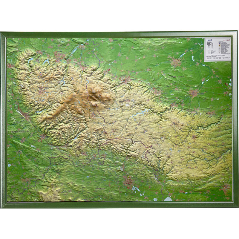 Georelief Carte en relief du Harz en 3D (77 x 57 cm)