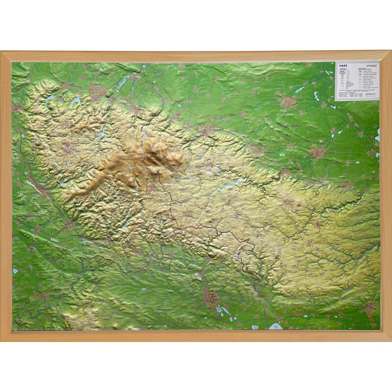 Georelief Regional-Karte Harz 3D Reliefkarte (77 x 57 cm)