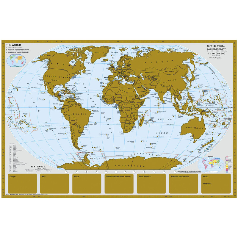 Mappemonde Stiefel Carte à gratter (95 x 66 cm)