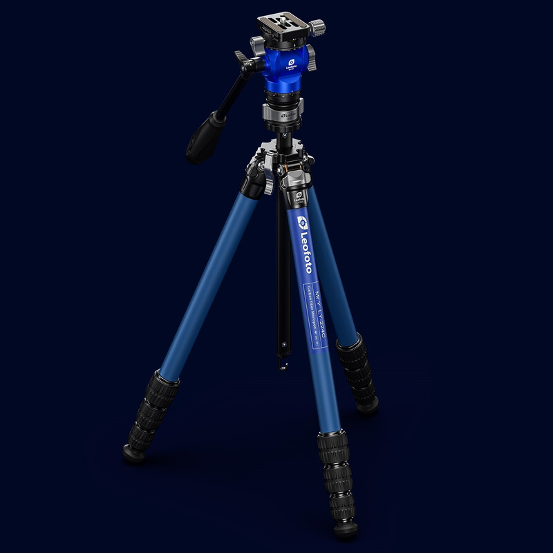 Leofoto Carbon-Dreibeinstativ LY-224C Mr.Y + Videoneiger BV-0R + Nivellierbasis LB-38 blau