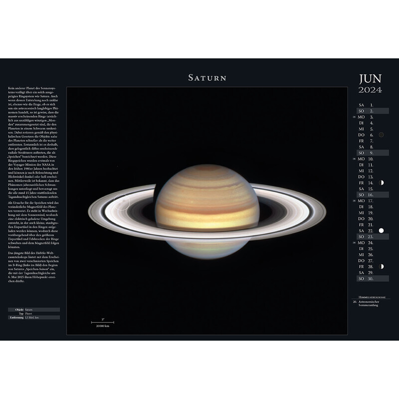 Calendrier Astronomie-Verlag Weltraum-Kalender 2024