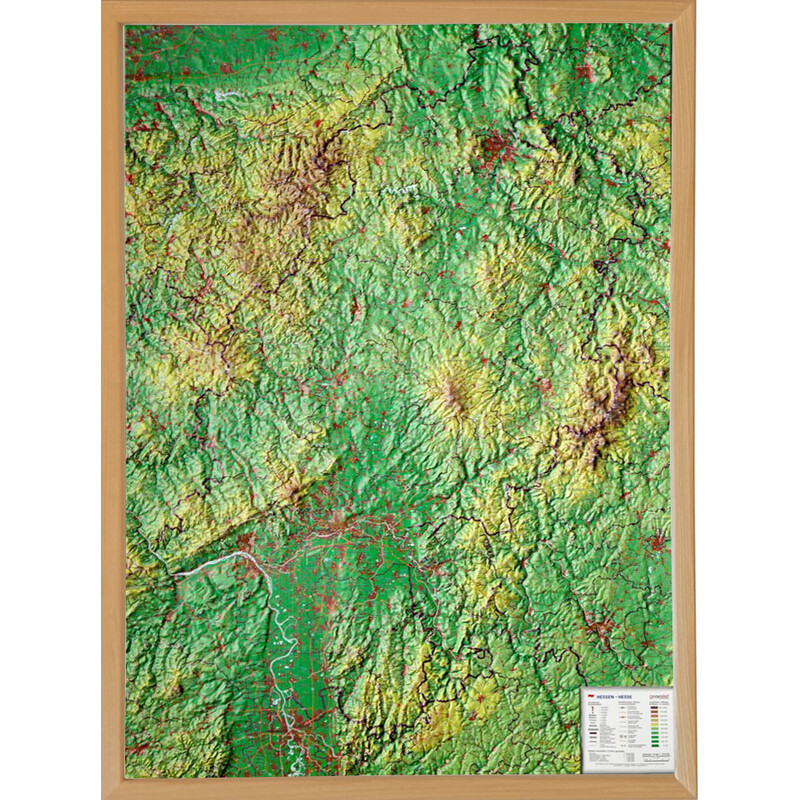 Georelief Regional-Karte Hessen 3D Reliefkarte (57 x 77 cm)