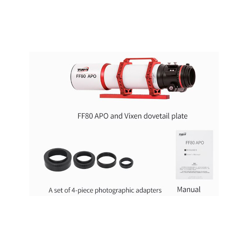 Lunette apochromatique ZWO AP 80/600 FF80