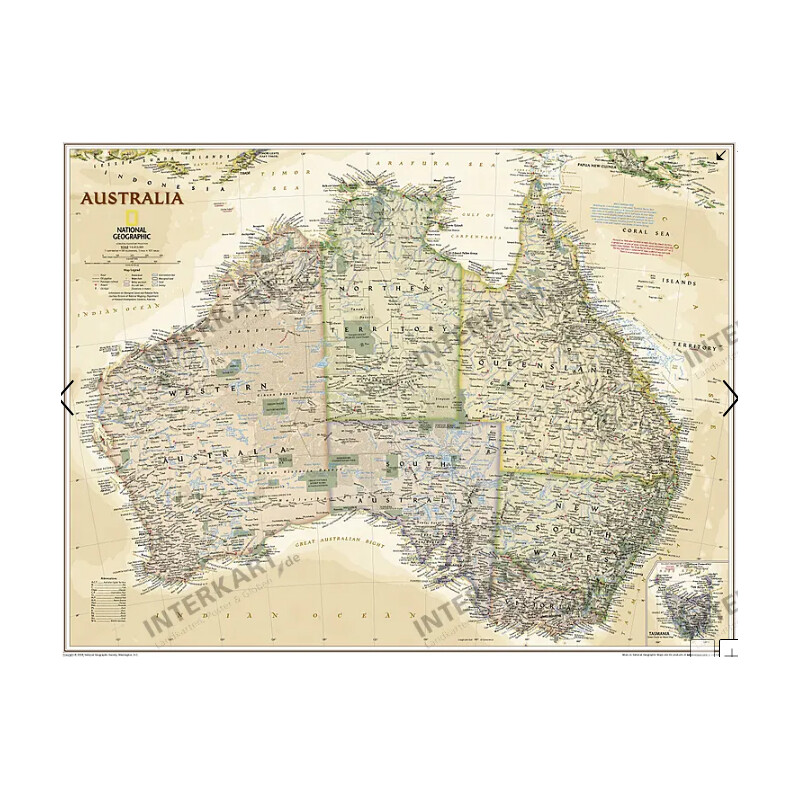 Carte des continents National Geographic Australie (77 x 69 cm)