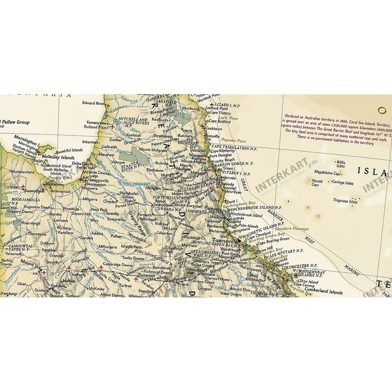 Carte des continents National Geographic Australie (77 x 69 cm)