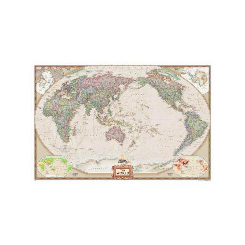 Mappemonde National Geographic Antiquité Pazifik-zentrierte carte du monde