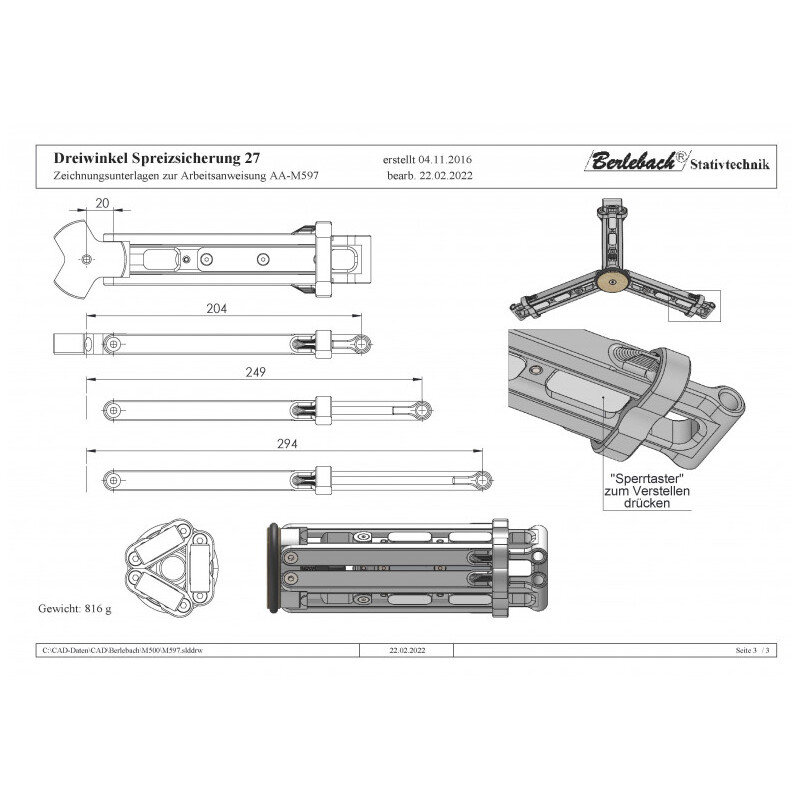 Berlebach Protection anit-écartement trinagulaire 37