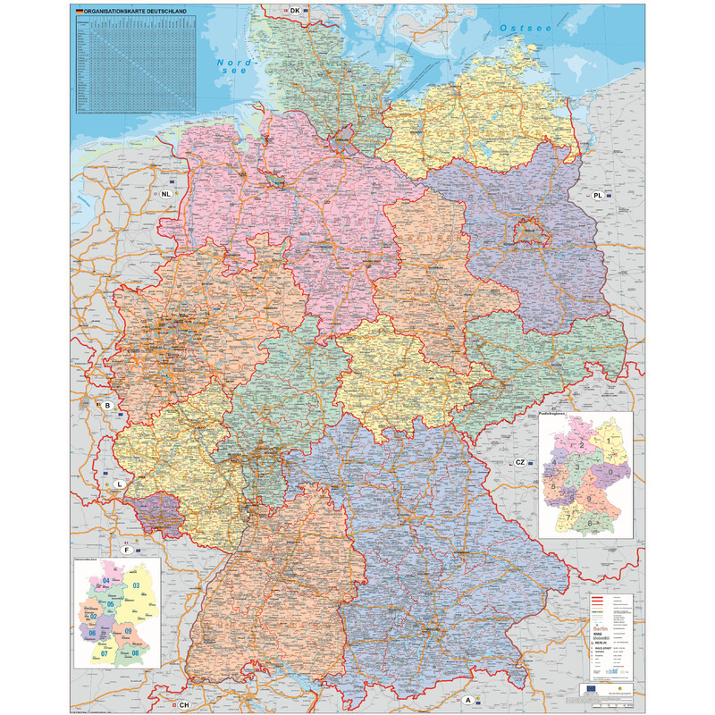 Stiefel Carte d'organisation politique de l'Allemagne (100 cm x 140 cm)