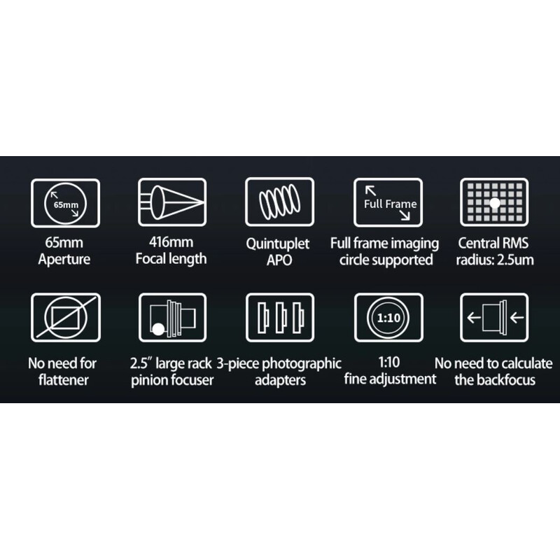 ZWO Apochromatischer Refraktor AP 65/416 FF65