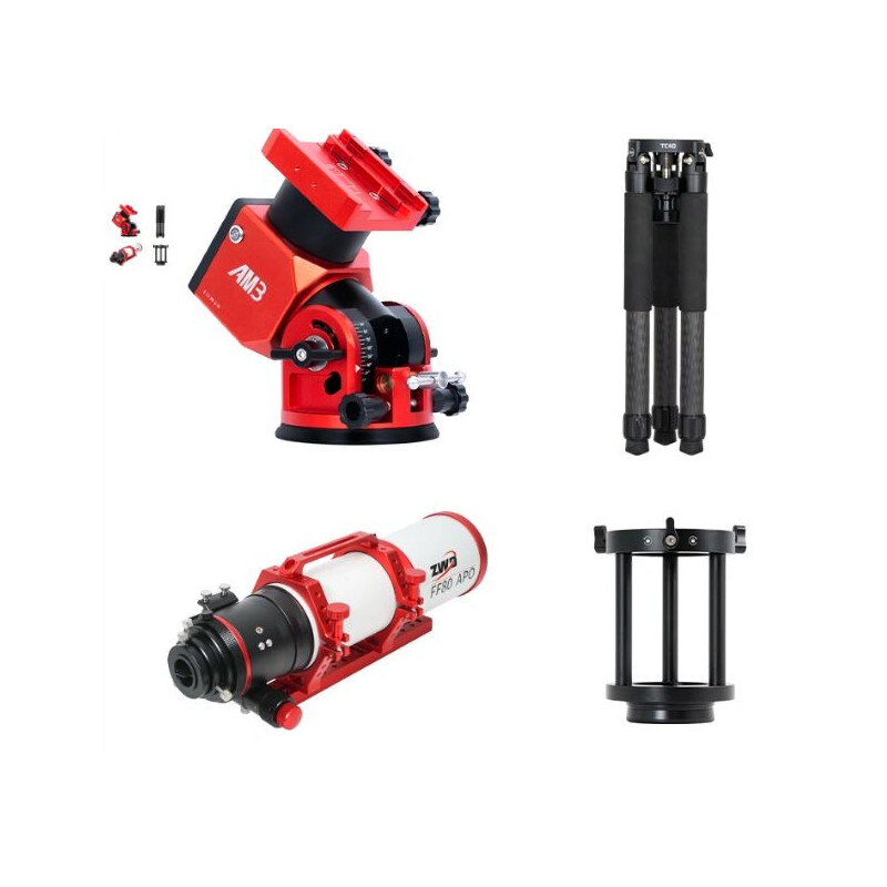 Télescope ZWO FF80 AP 80/600 Quadruplet avec AM3 et Carbon Pieds & Supports