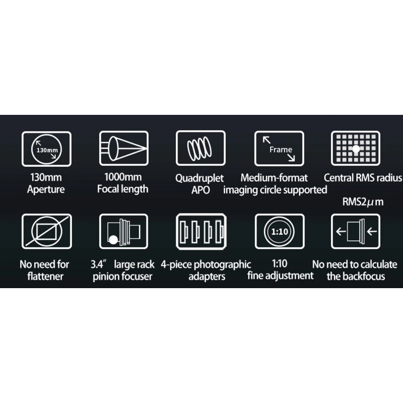 Lunette apochromatique ZWO AP 130/1000 FF130