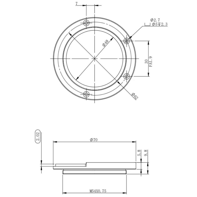 Adapter ZWO Adaptateur M54 pour tiroir de filtres