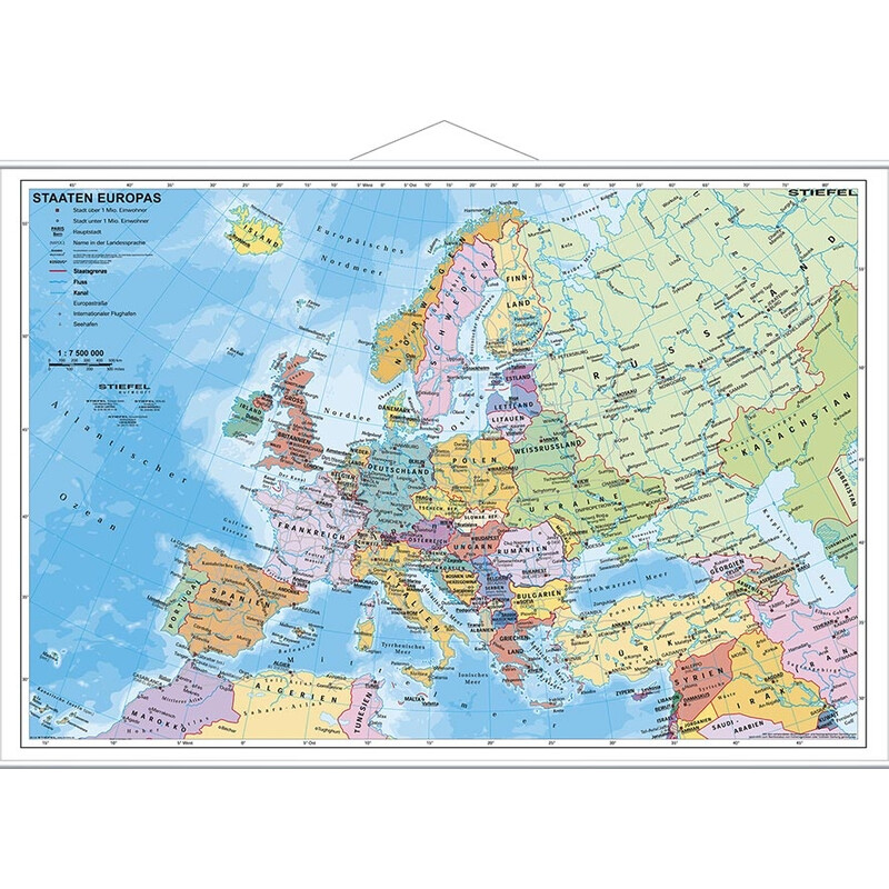 Carte des continents Stiefel L'Europe politiquement