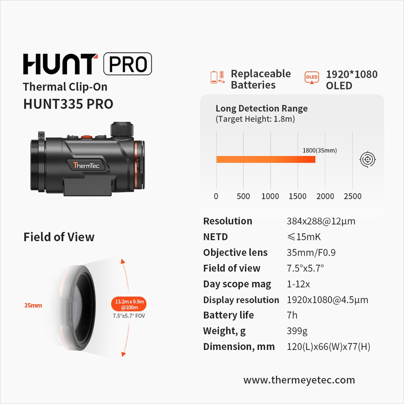 ThermTec Caméra à imagerie thermique Hunt 335 PRO