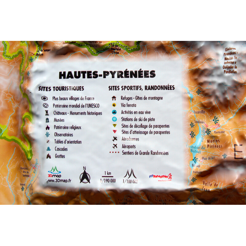 Carte régionale 3Dmap Hautes-Pyrénées (61cm x 41cm)