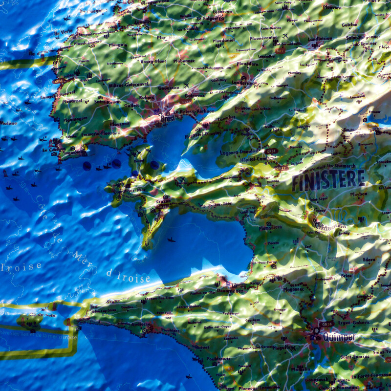 3Dmap Carte en relief de la Bretagne (61 cm x 41 cm)