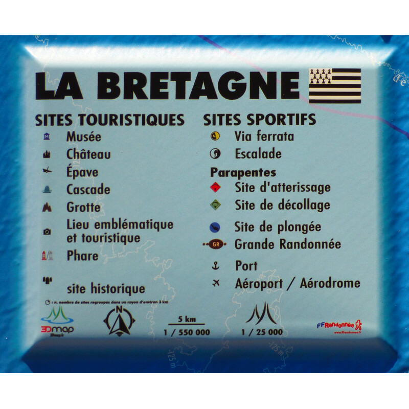 3Dmap Carte en relief de la Bretagne (61 cm x 41 cm)