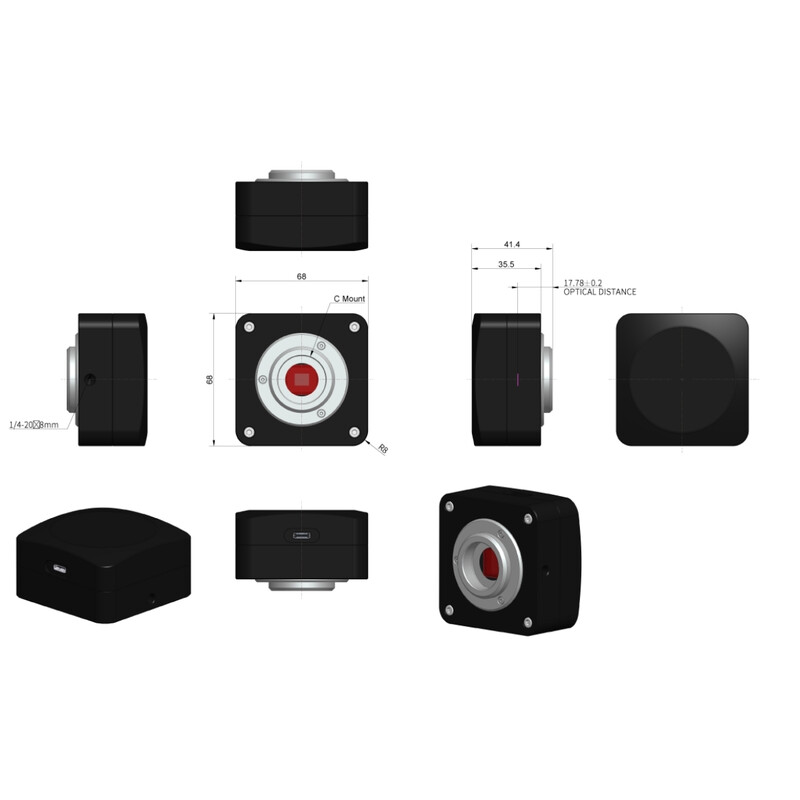 Caméra ToupTek ToupCam E10ISPM 20000KPA, color, CMOS, 1/1.1", 3.3µm, 24-120 fps, 20 MP, USB 3.2