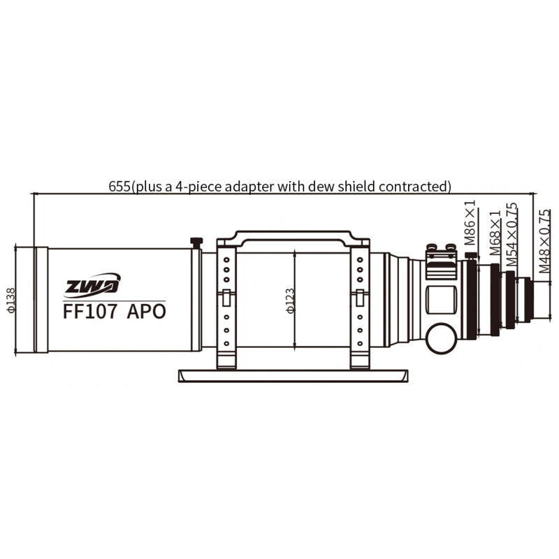 Lunette apochromatique ZWO AP 107/749 FF107