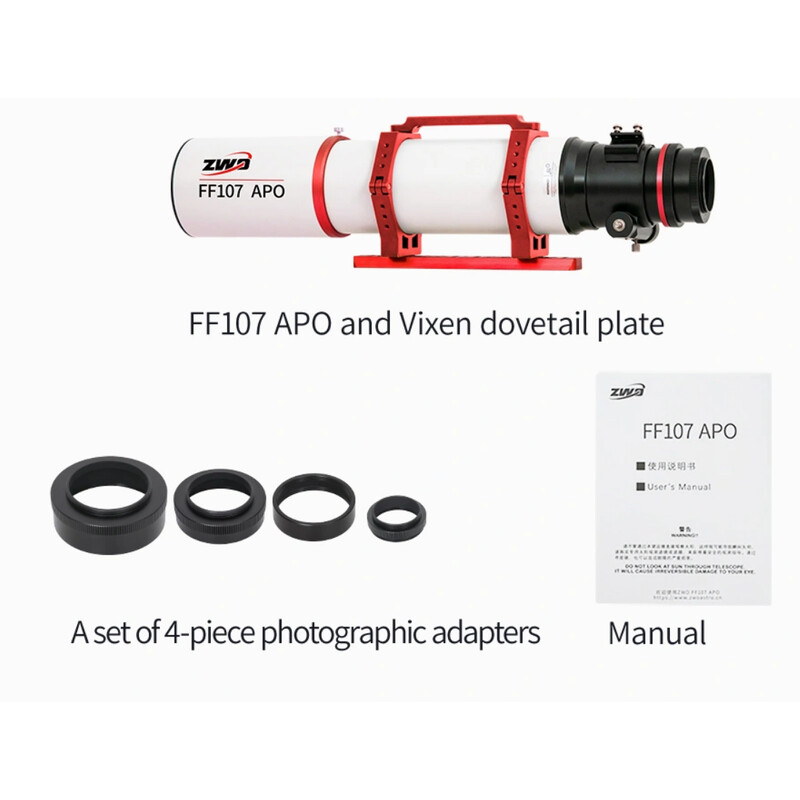 Lunette apochromatique ZWO AP 107/749 FF107