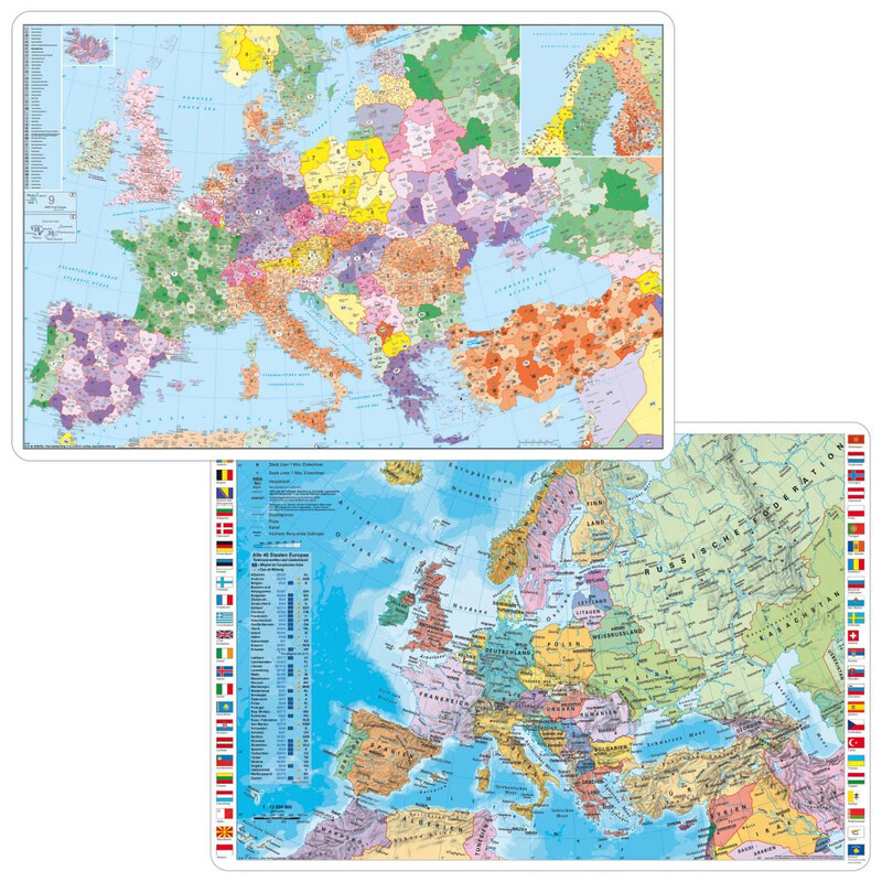 Support d'écriture Stiefel europe codes postaux / physique (59 cm x 42 cm)