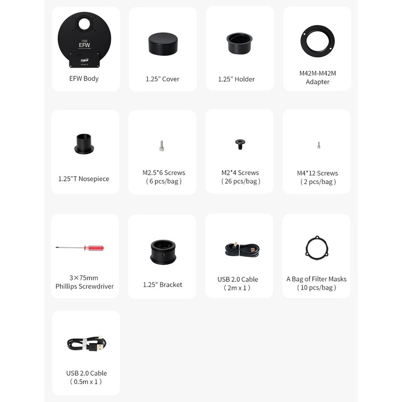 ZWO Roue à filtres EFW 7x 36 mm