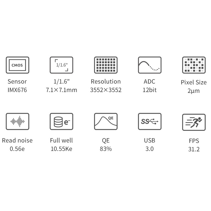 Caméra ZWO ASI 676 MM Mono