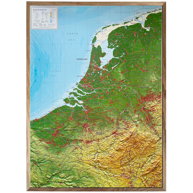 Georelief Regional-Karte Benelux (57 x 77 cm)