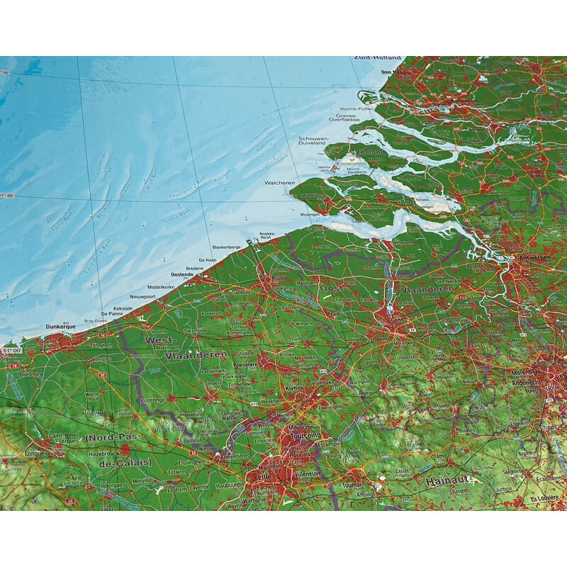 Carte régionale Georelief Benelux (57 x 77 cm)
