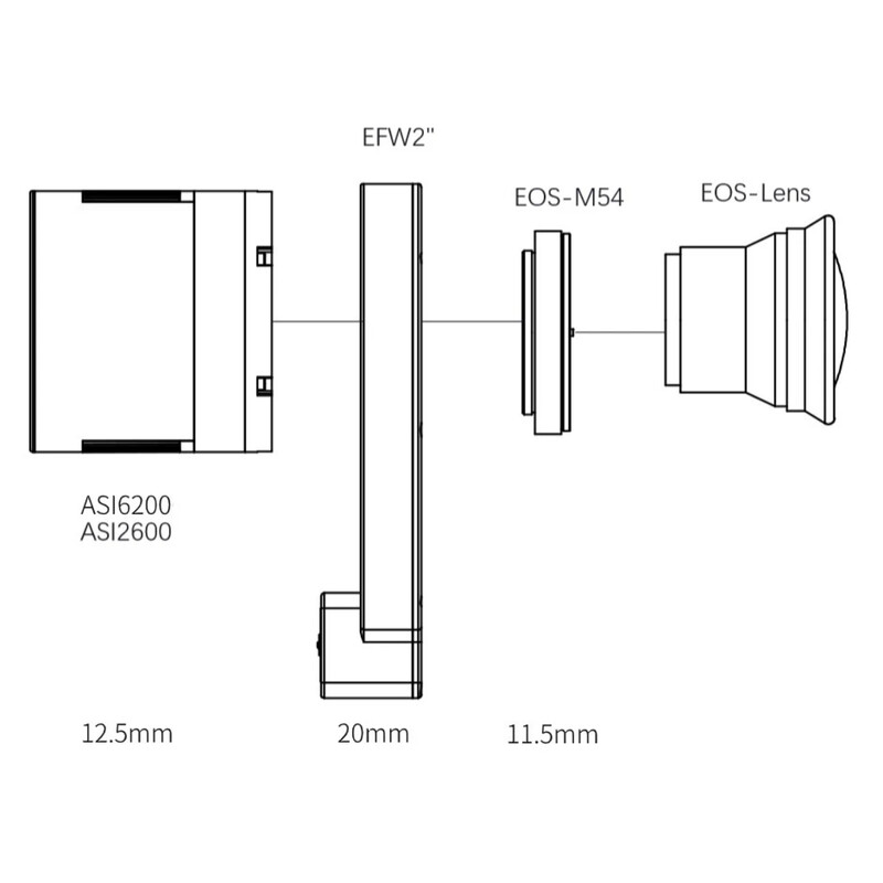 ZWO Objektiv-Adapter Canon EOS / EFW 2"