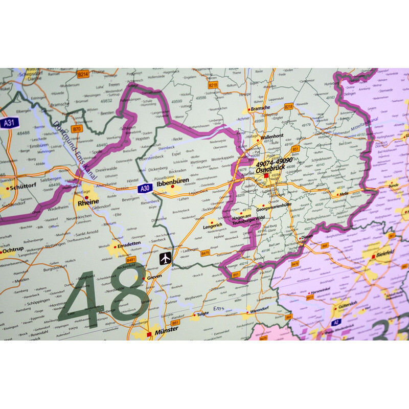 Carte régionale GeoMetro Codes postaux de Basse-Saxe (100 x 110 cm)